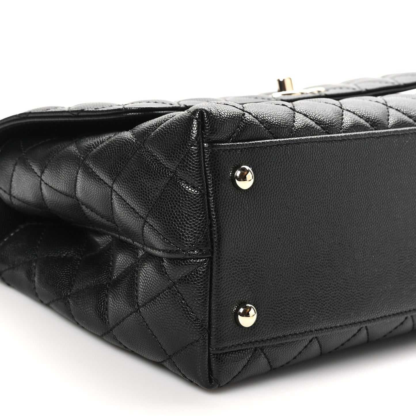 Caviar Quilted Small Coco Handle Flap Black