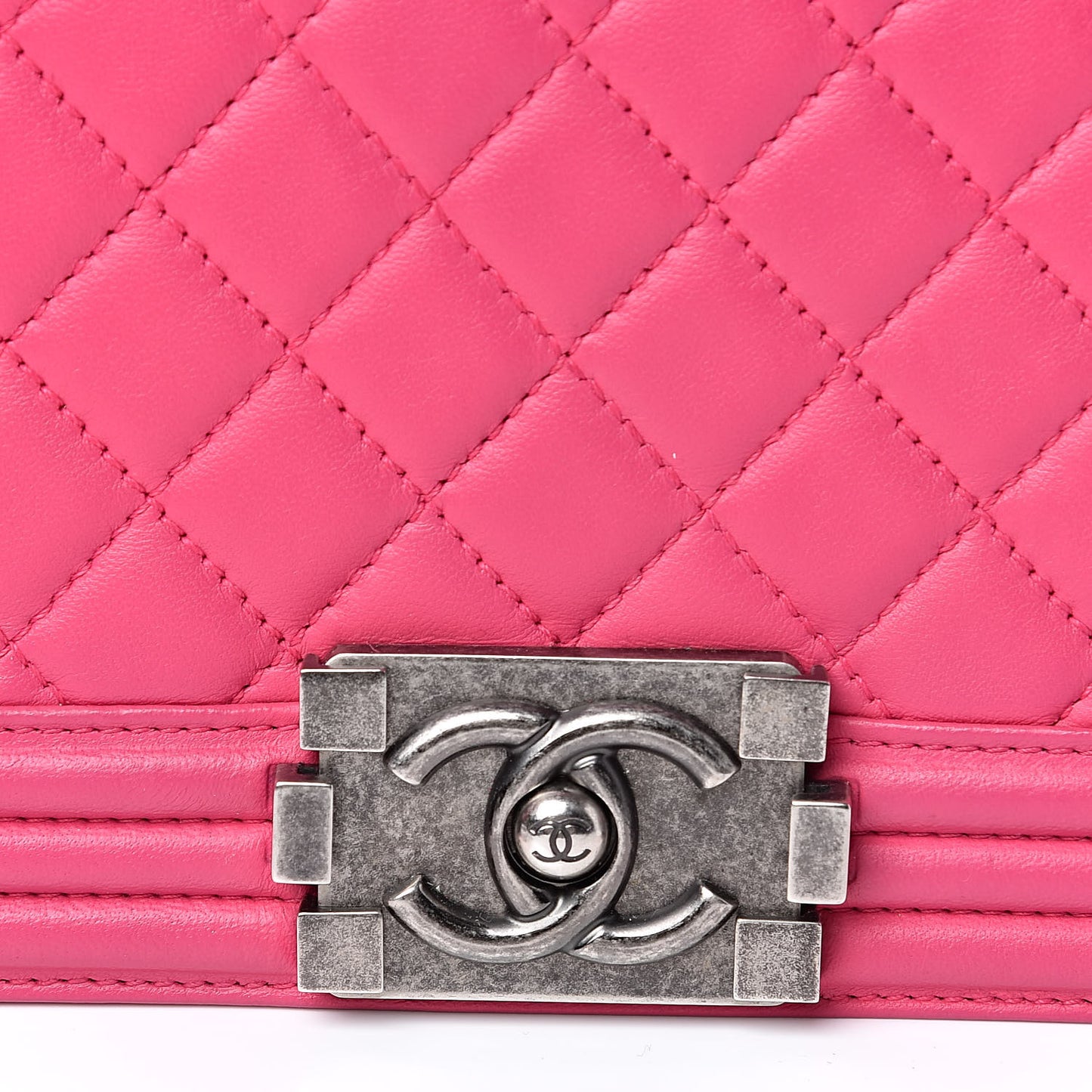 Lambskin Quilted Medium Boy Flap Dark Pink