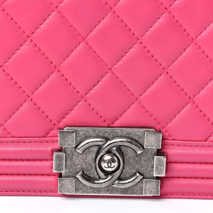 Chanel Lambskin Quilted Medium Boy Flap Dark Pink 10 of 10