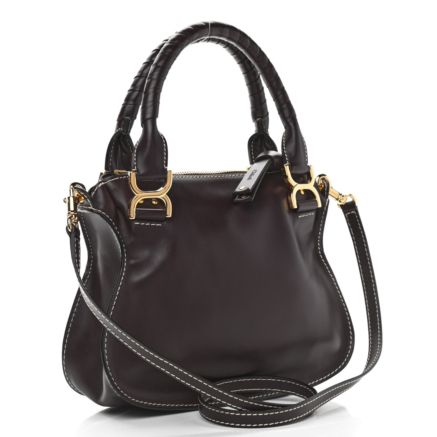 Chloe Smooth Calfskin Small Marcie Satchel Black Raisin 3 of 12