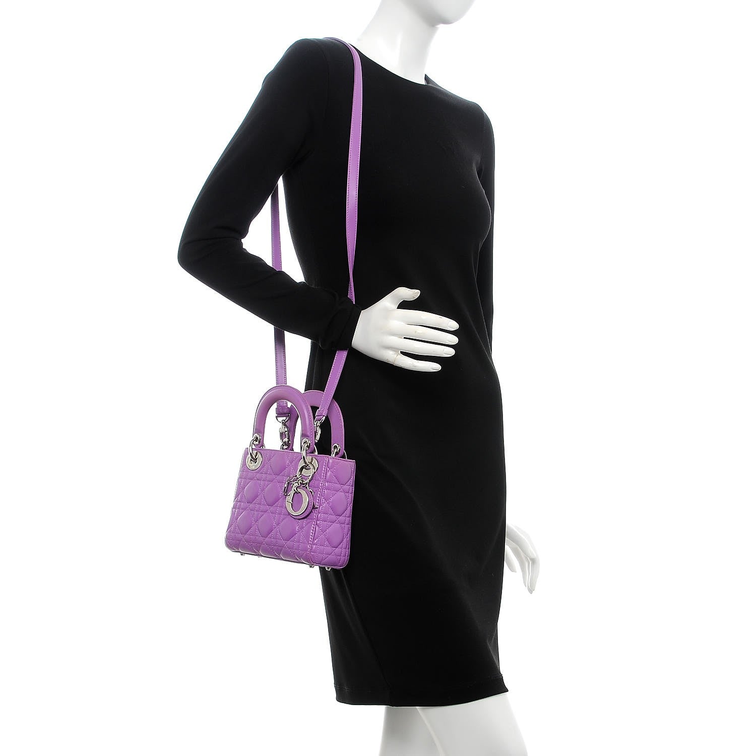 Christian Dior Lambskin Cannage Mini Lady Dior Purple 2 of 11