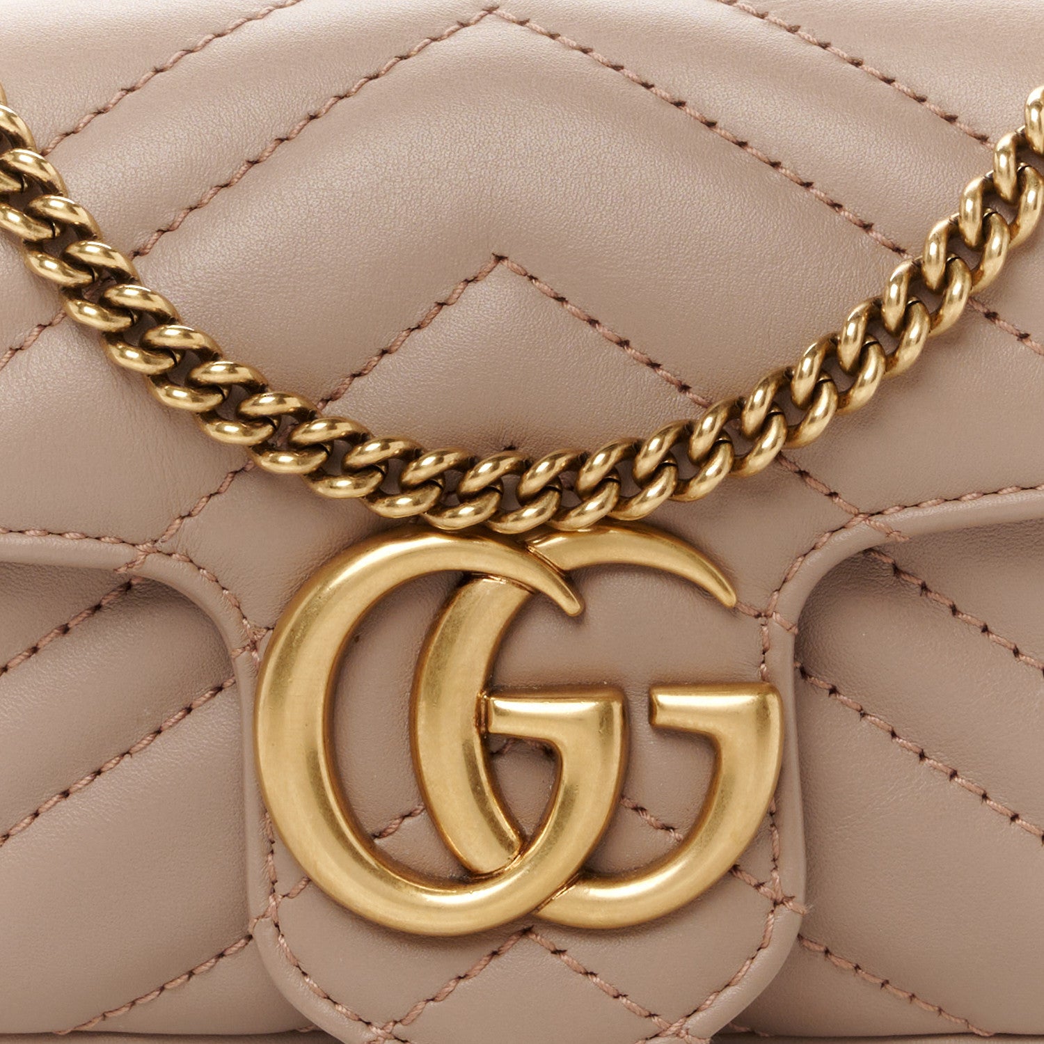 Gucci Calfskin Matelasse Super Mini GG Marmont Shoulder Bag Porcelain Rose 8 of 10