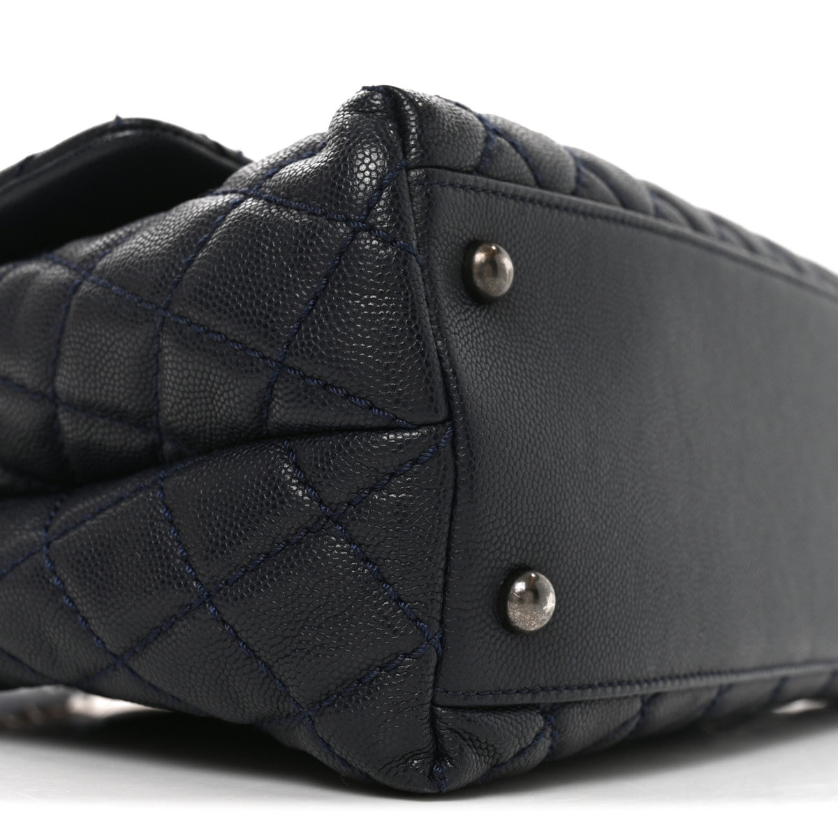 Caviar Lizard Embossed Quilted Small Coco Handle Flap Navy Blue