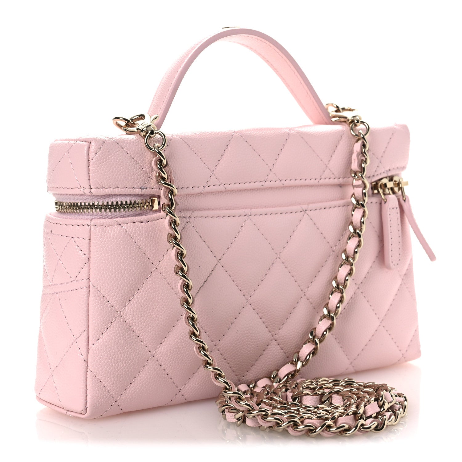 Chanel Caviar Quilted Top Handle Slim Vanity With Chain Light Pink 3 of 12