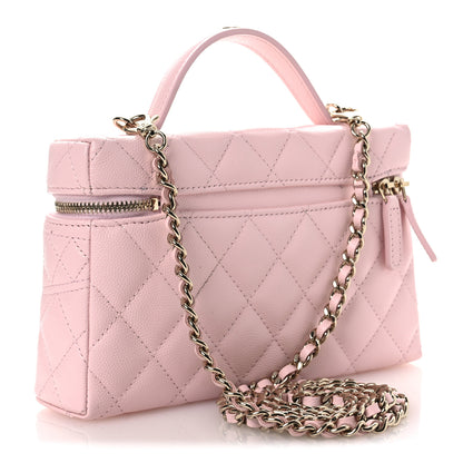 Chanel Caviar Quilted Top Handle Slim Vanity With Chain Light Pink 3 of 12