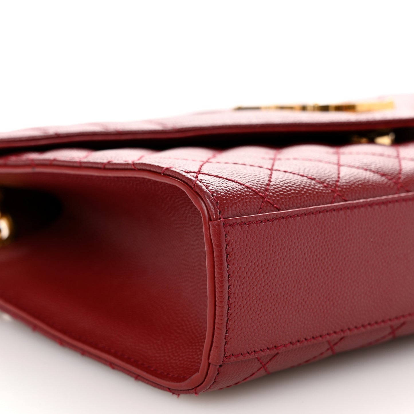Grain De Poudre Textured Mixed Matelasse Triquilt Medium Monogram Satchel Oxblood