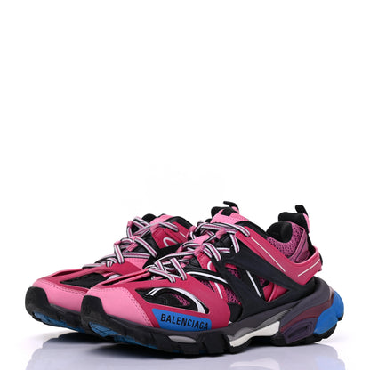 Balenciaga Mesh Nylon Metallic Fabric Womens Track Sneakers 35 Pink Blue 3 of 9