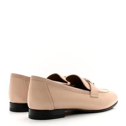 Hermes Goatskin Womens Paris Loafers 37.5 Beige Nude 4 of 9