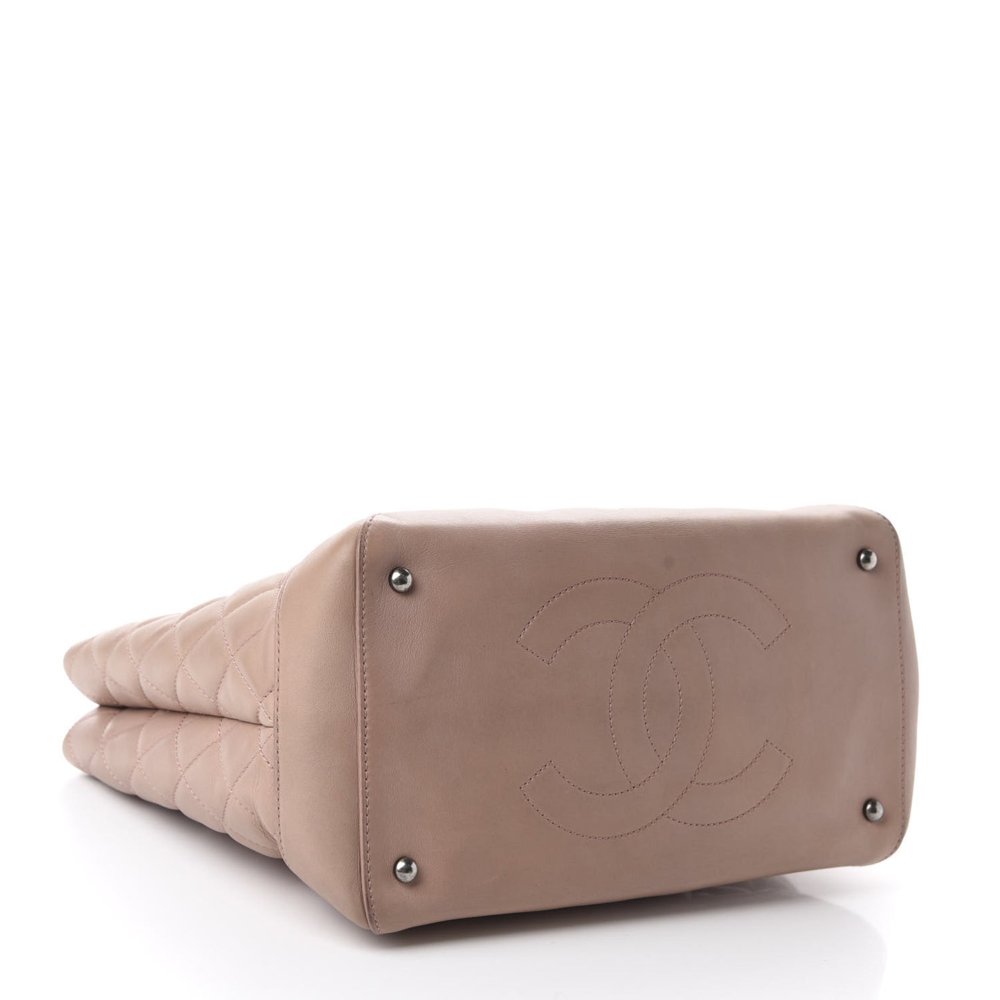 Calfskin Quilted Small Easy Shopping Tote Light Pink
