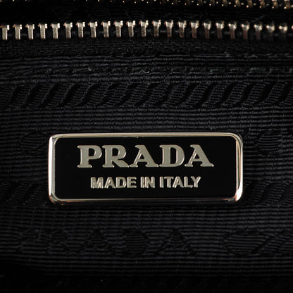 Prada Perforated Calfskin City Fori Chain Shoulder Bag Nero Lacca 6 of 8
