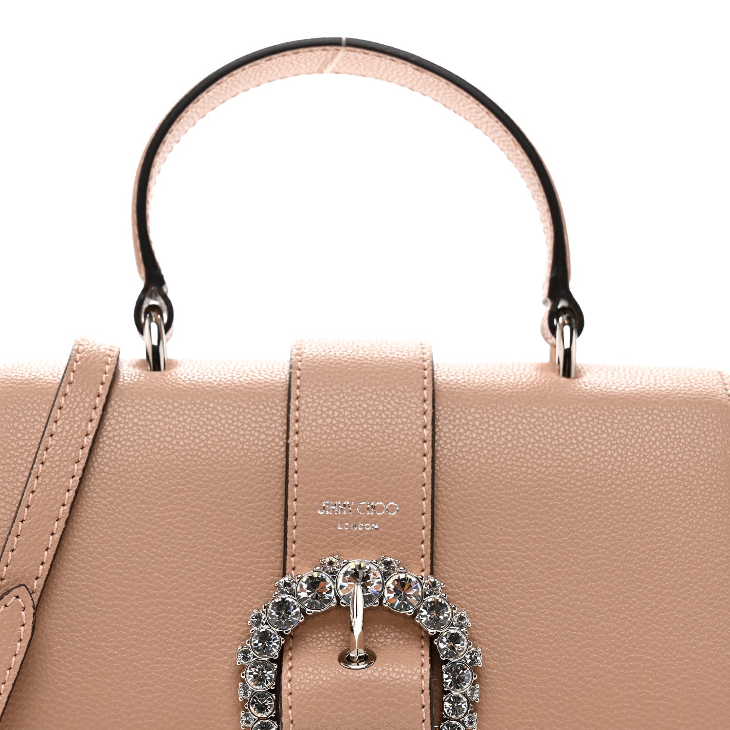Jimmy Choo Calfskin Crystal Small Cheri Top Handle Bag Powder Pink