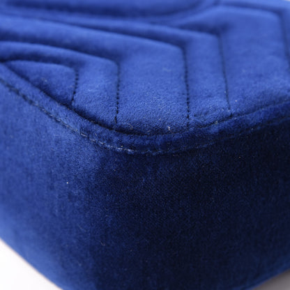Gucci Velvet Matelasse Mini GG Marmont Shoulder Bag Cobalt Blue 11 of 12