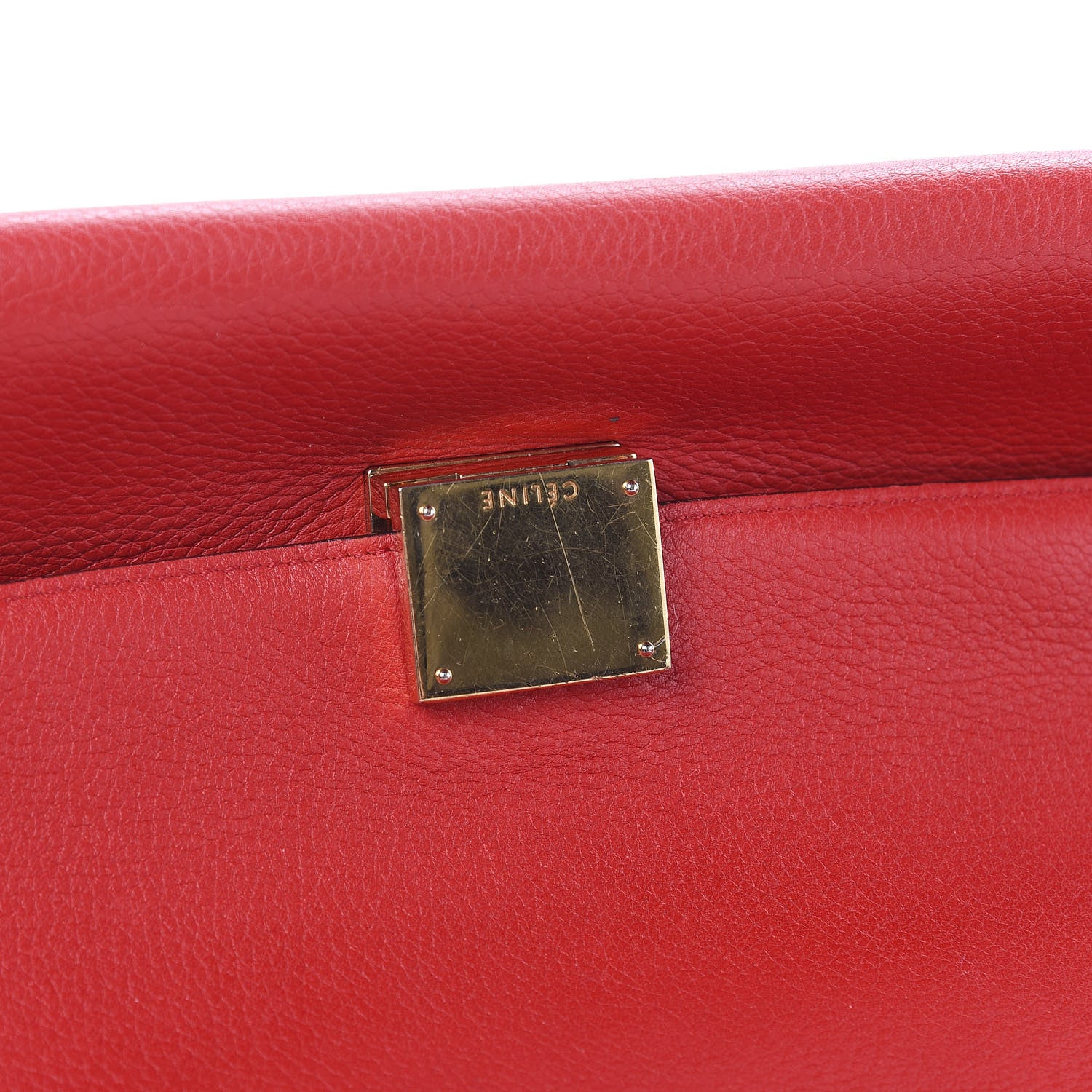 Celine Drummed Calfskin Suede Small Trapeze Coquelicot 8 of 17