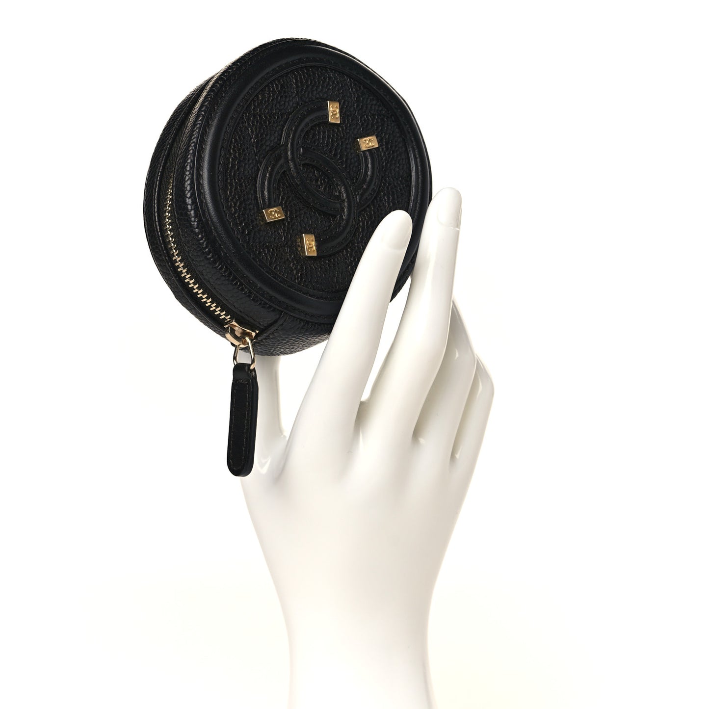 Caviar Quilted Filigree Zip Around Classic Coin Purse Black