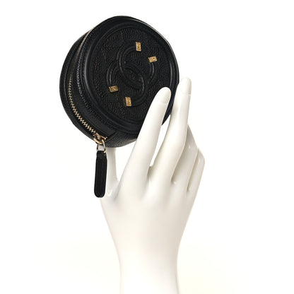 Chanel Caviar Quilted Filigree Zip Around Classic Coin Purse Black 2 of 7