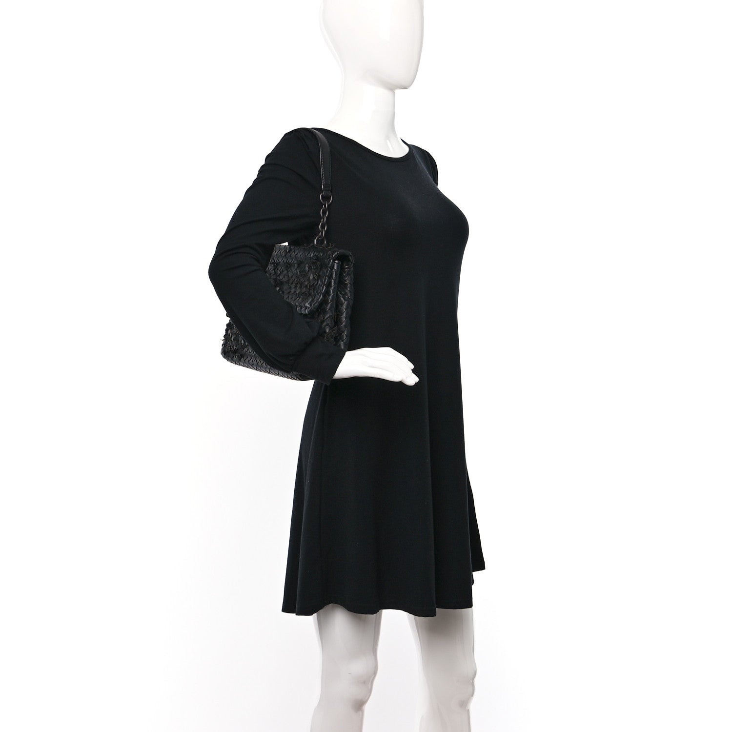 Bottega Veneta Nappa Intrecciato Fringe Flap Black 2 of 8