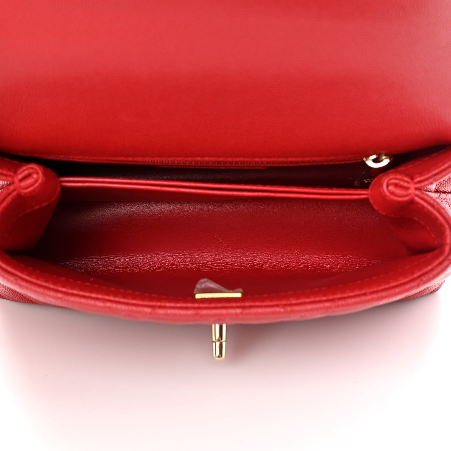 Caviar Lizard Embossed Quilted Mini Coco Handle Flap Red