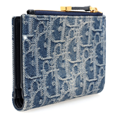 Christian Dior Denim Oblique 30 Montaigne Dahlia Wallet Blue 3 of 6