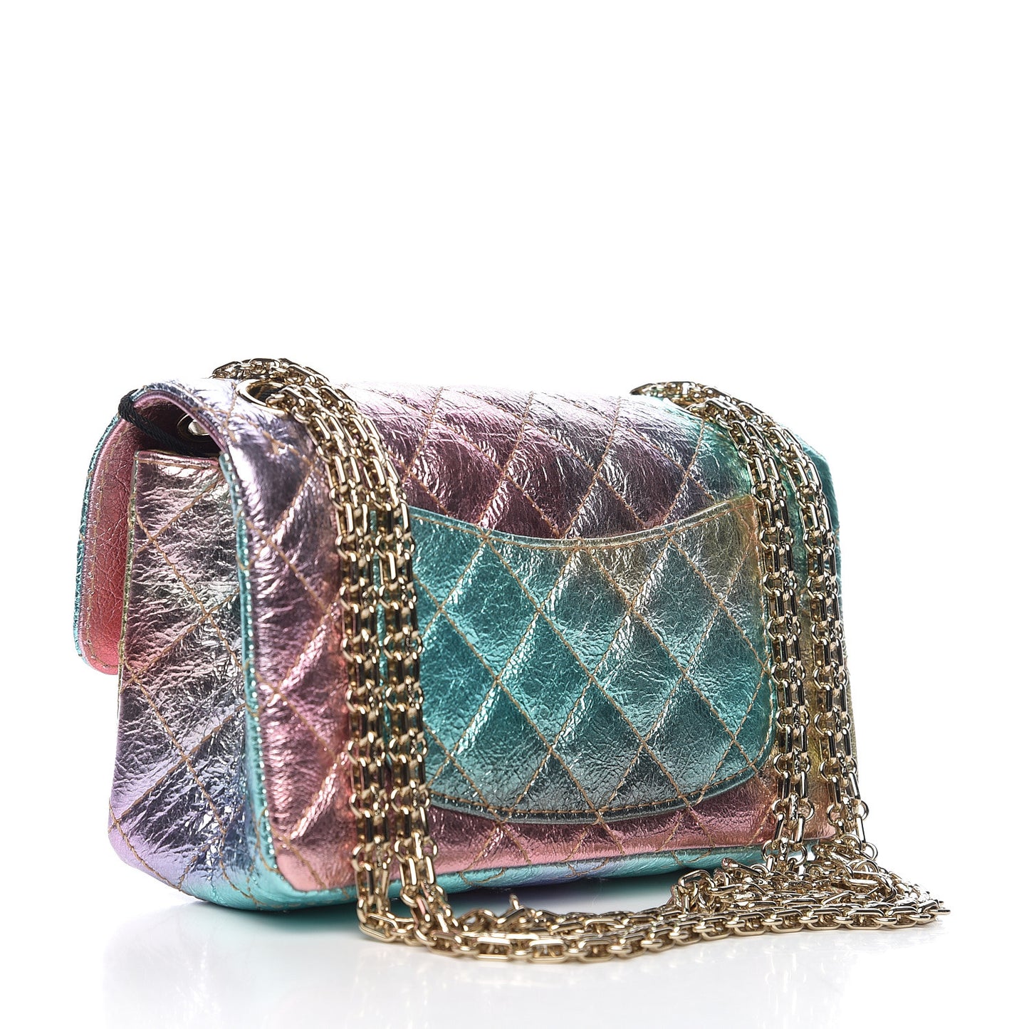 Metallic Goatskin Quilted Mini 2.55 Reissue Flap Multicolor