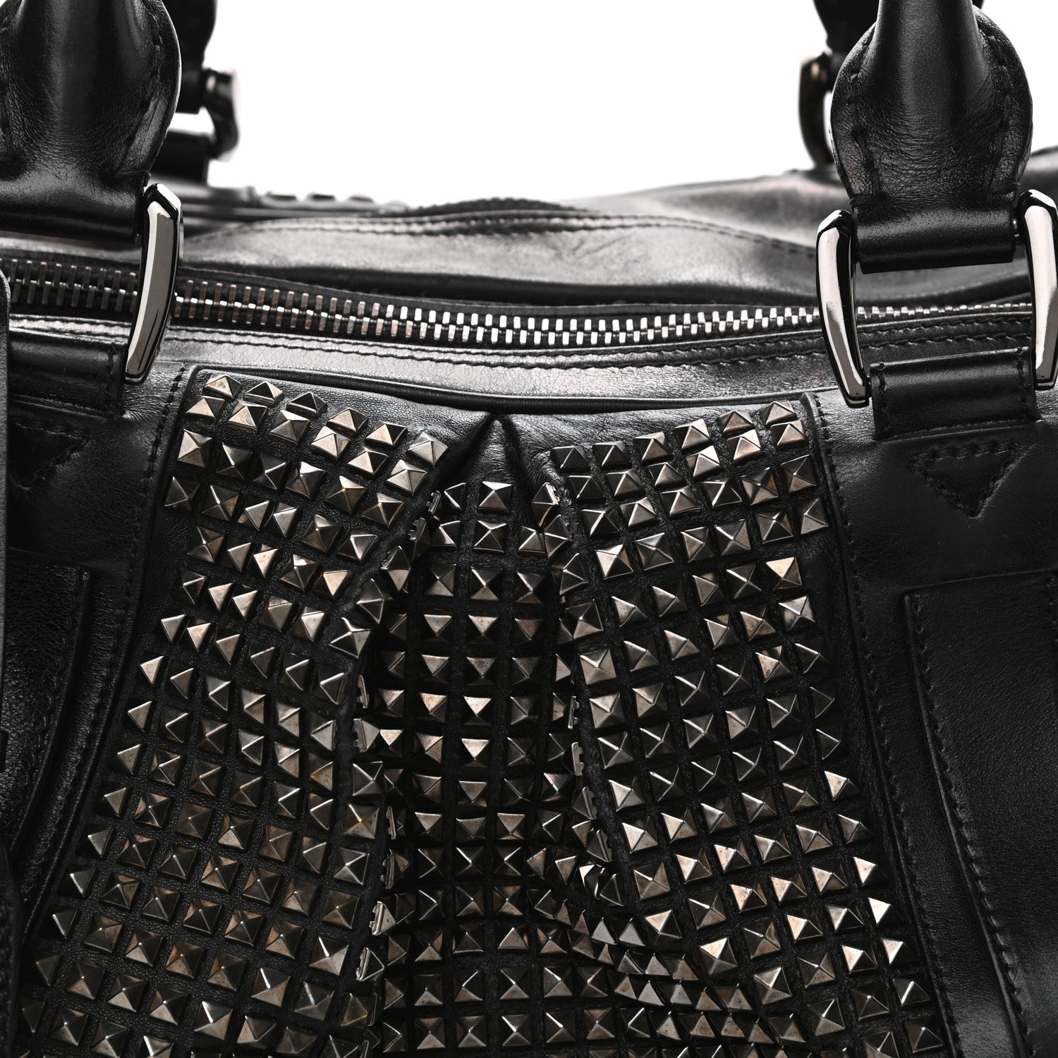 Burberry Prorsum Calfskin Studded Knight Satchel Black 9 of 15
