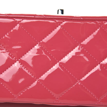 Chanel Patent Maxi Quilted Double Flap Dark Pink 13 of 15