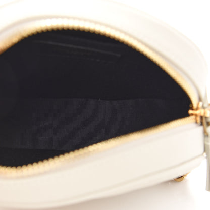 Saint Laurent Grain De Poudre Matelasse Chevron Quilted Round Vinyle Camera Bag Blanc Vintage 5 of 8