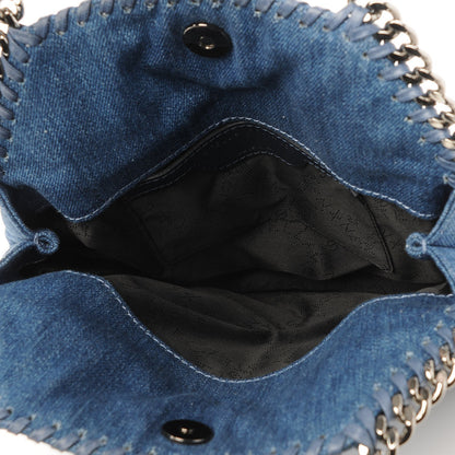 Stella McCartney Eco Denim Chevron Quilted Mini Falabella Fold Over Tote Blue 6 of 9