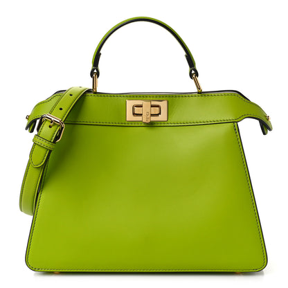 Fendi Vitello Seta Shiny Nappa Small Peekaboo I SEE U Satchel Wasabi White 1 of 8