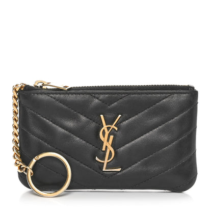 Saint Laurent Calfskin Matelasse Monogram Key Pouch Black 1 of 8
