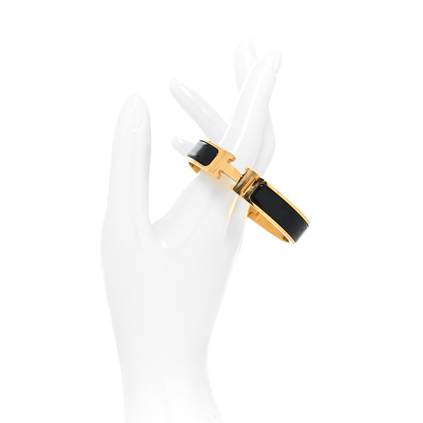 Enamel Narrow Clic Clac H Bracelet PM Black