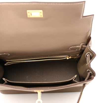 Hermes Togo Kelly Retourne 25 Etoupe 5 of 11