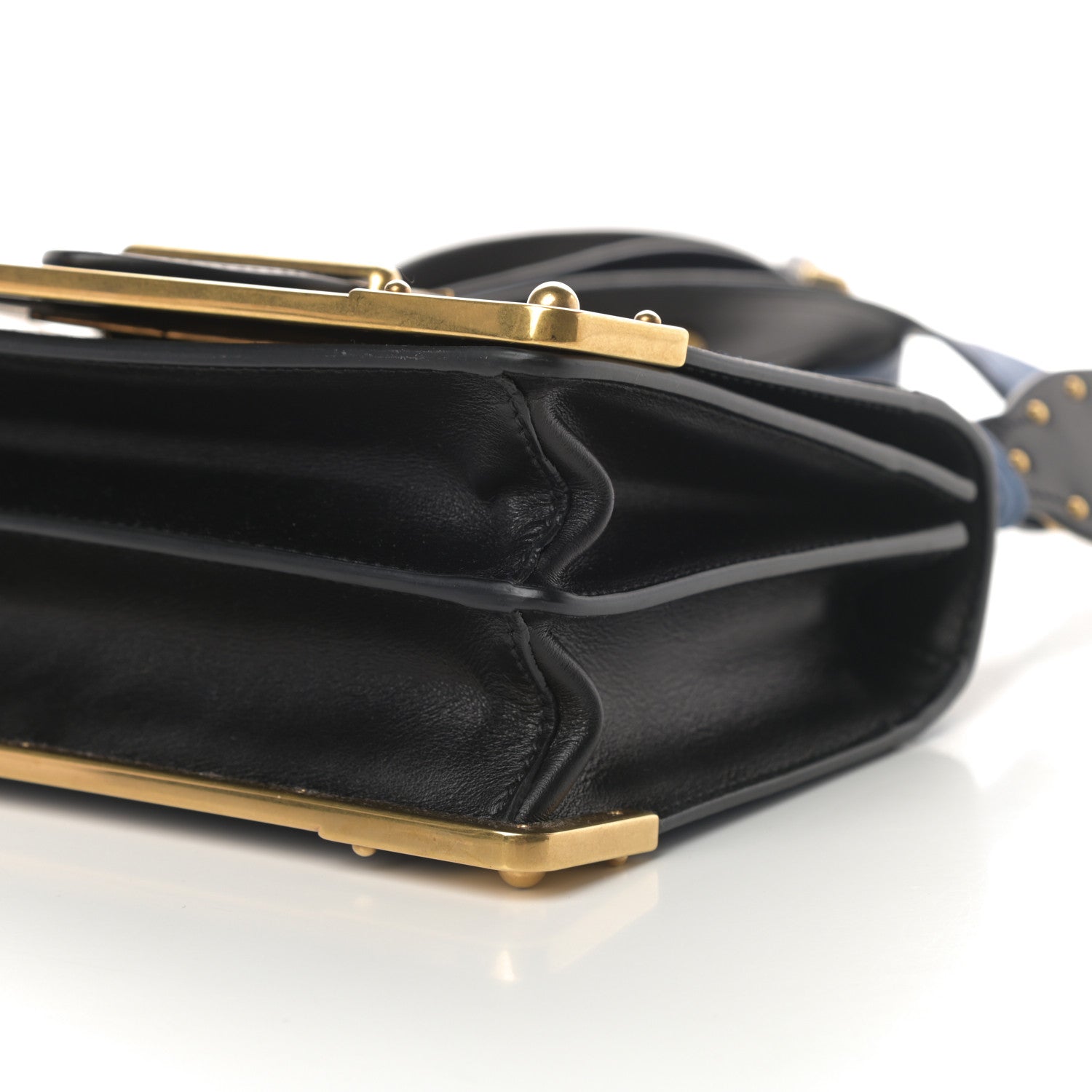 Prada City Calfskin Ostrich Cahier Bag Colbalto Black 10 of 12