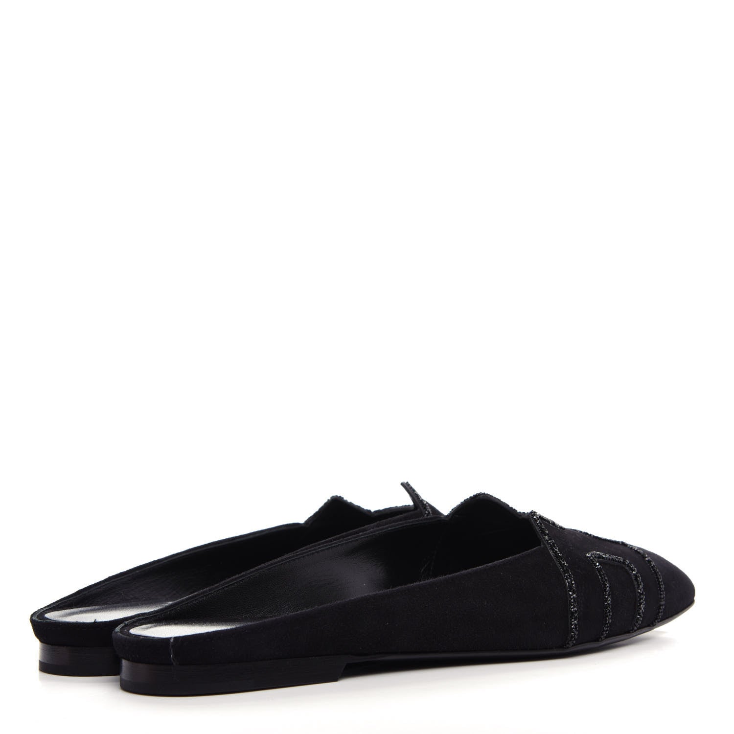 Hermes Suede Goatskin Rhinestone Roxane Mules 37 Black 4 of 10