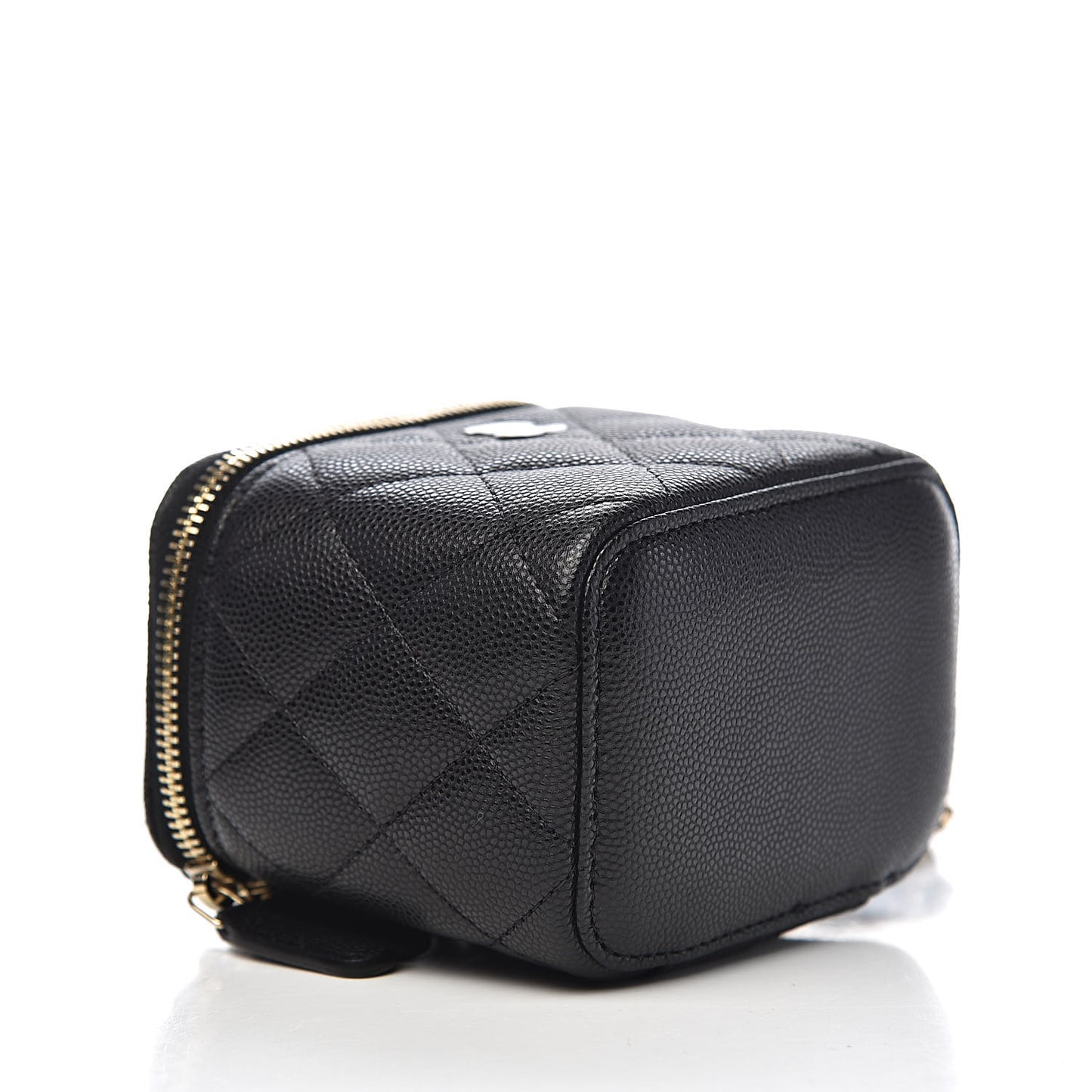 Caviar Quilted Mini Vanity Case With Chain Black