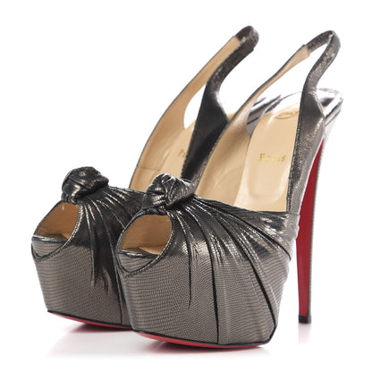 Christian Louboutin Metallic Laminato Embossed Lizard Jenny 150 Pumps 41 Antic Silver 3 of 7