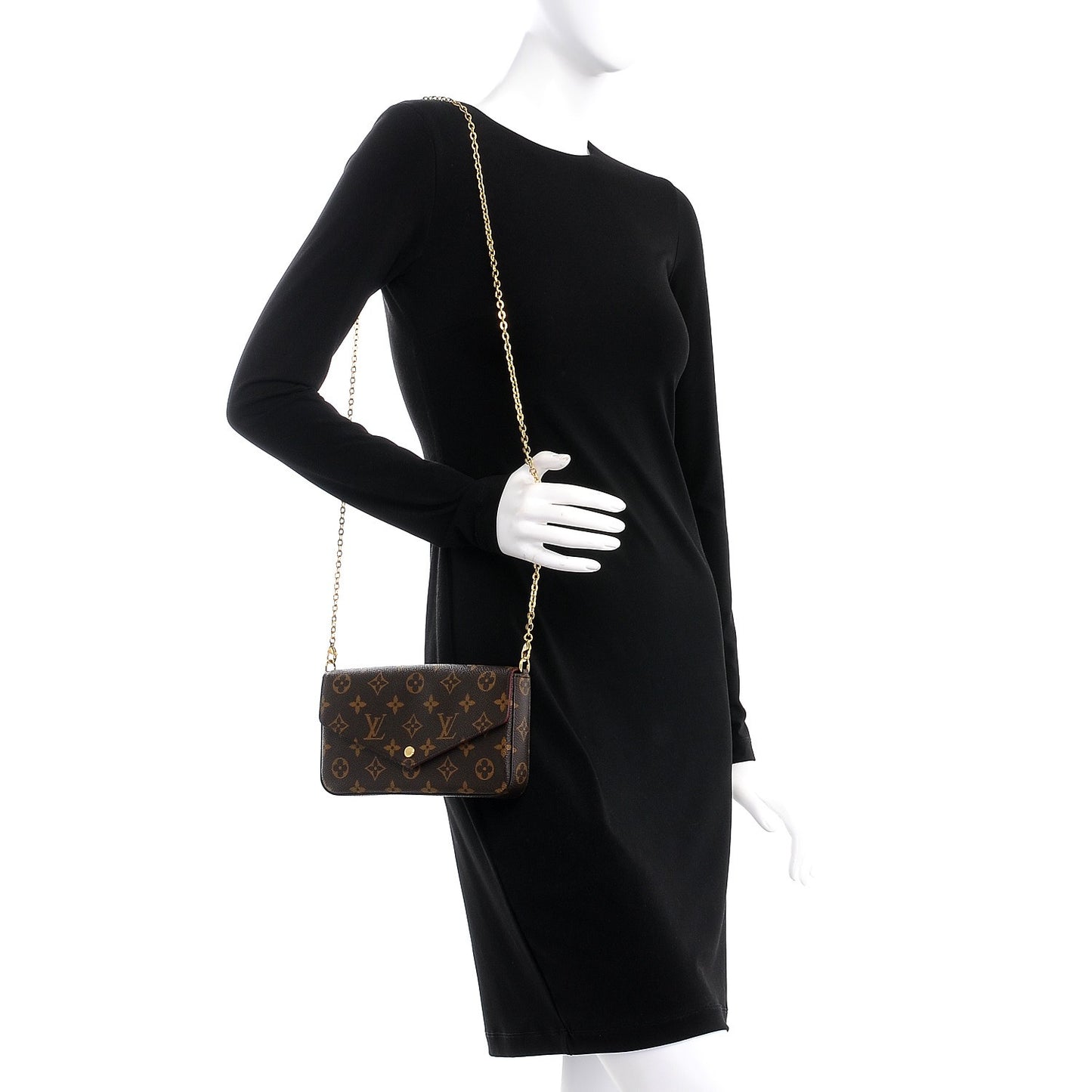 Monogram Pochette Felicie Chain Wallet Fuchsia