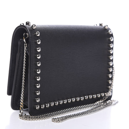 Fendi Vitello Elite Mink Fur Studded Karlito Tube Wallet on Chain Black 2 of 10