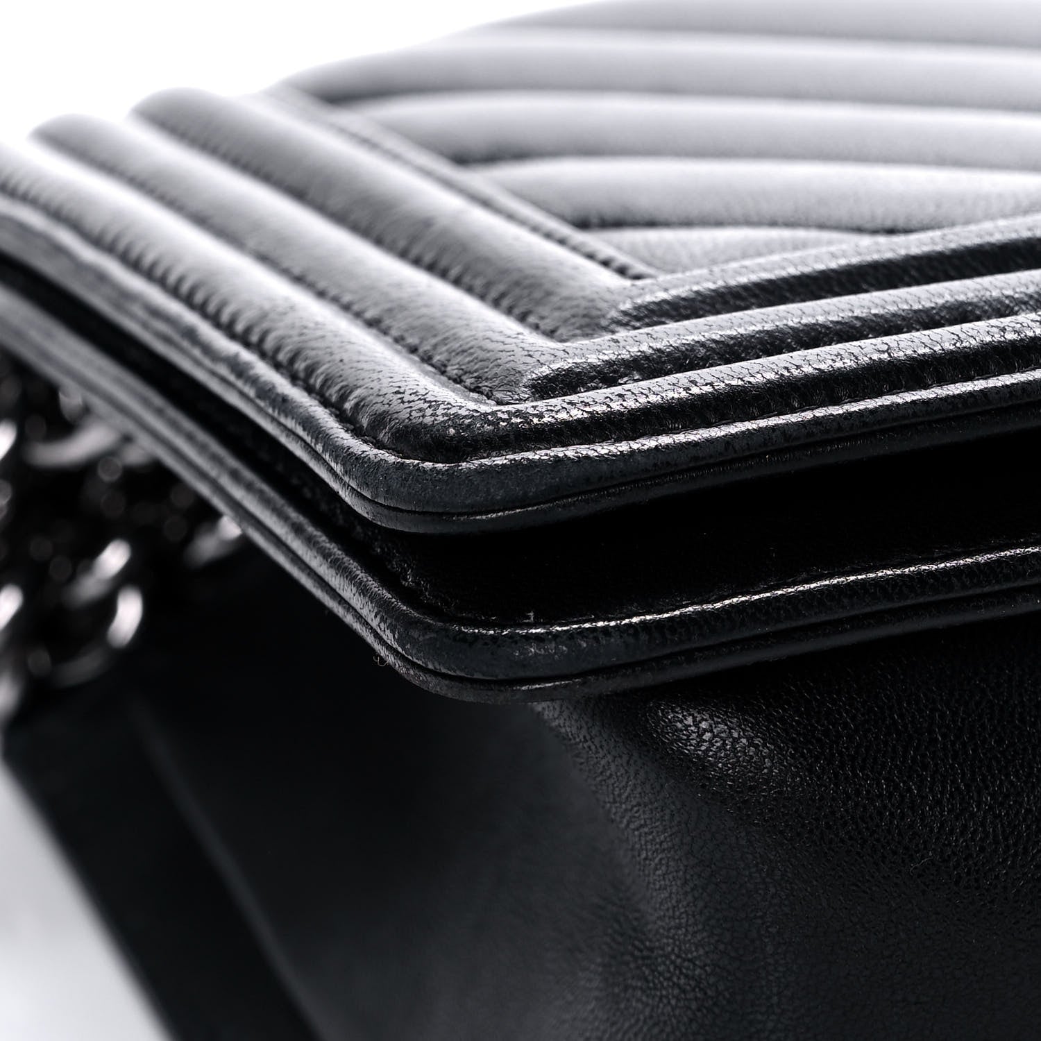 Chanel Calfskin Chevron Quilted Medium Boy Flap Black 9 of 17