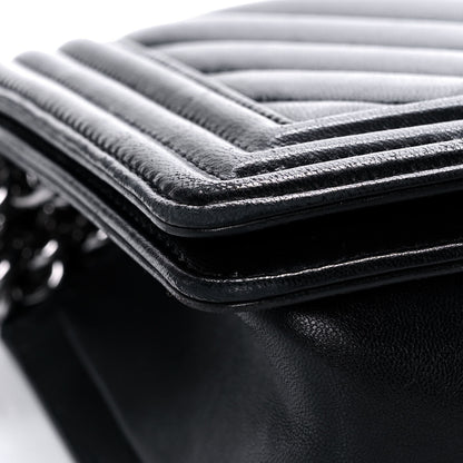 Chanel Calfskin Chevron Quilted Medium Boy Flap Black 9 of 17