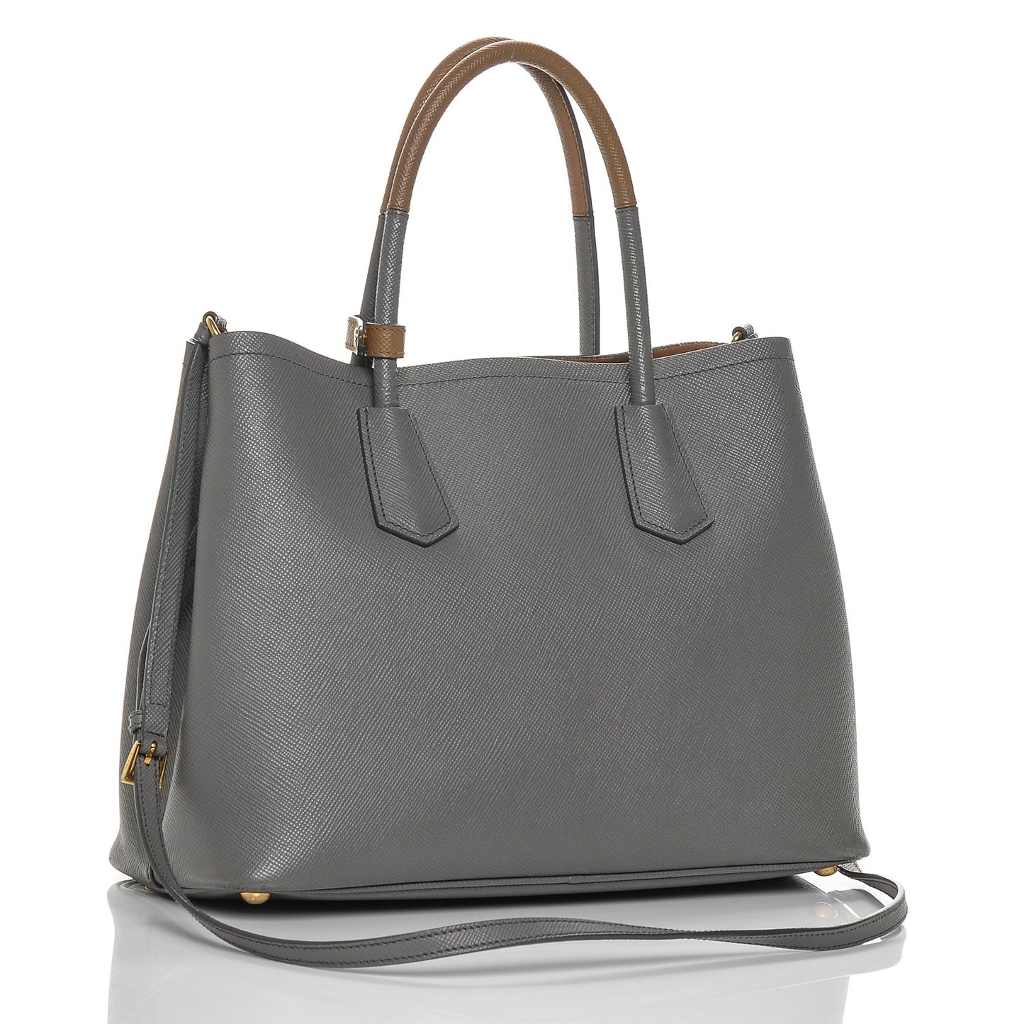 Saffiano Cuir Small Bi-Color Double Bag Marmo Caramel