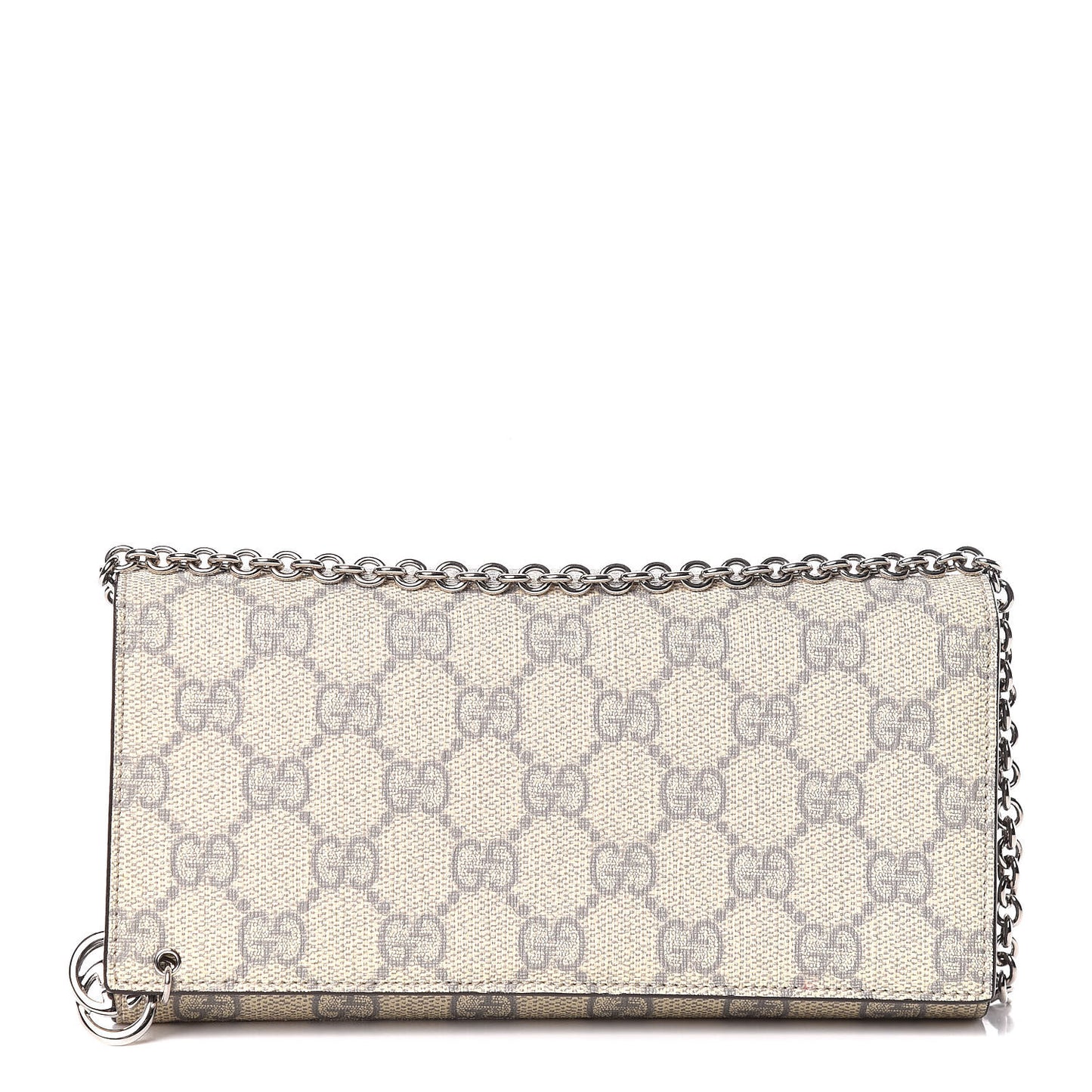 GG Supreme Monogram GG Pierce Chain Clutch Wallet Ecru Grigio