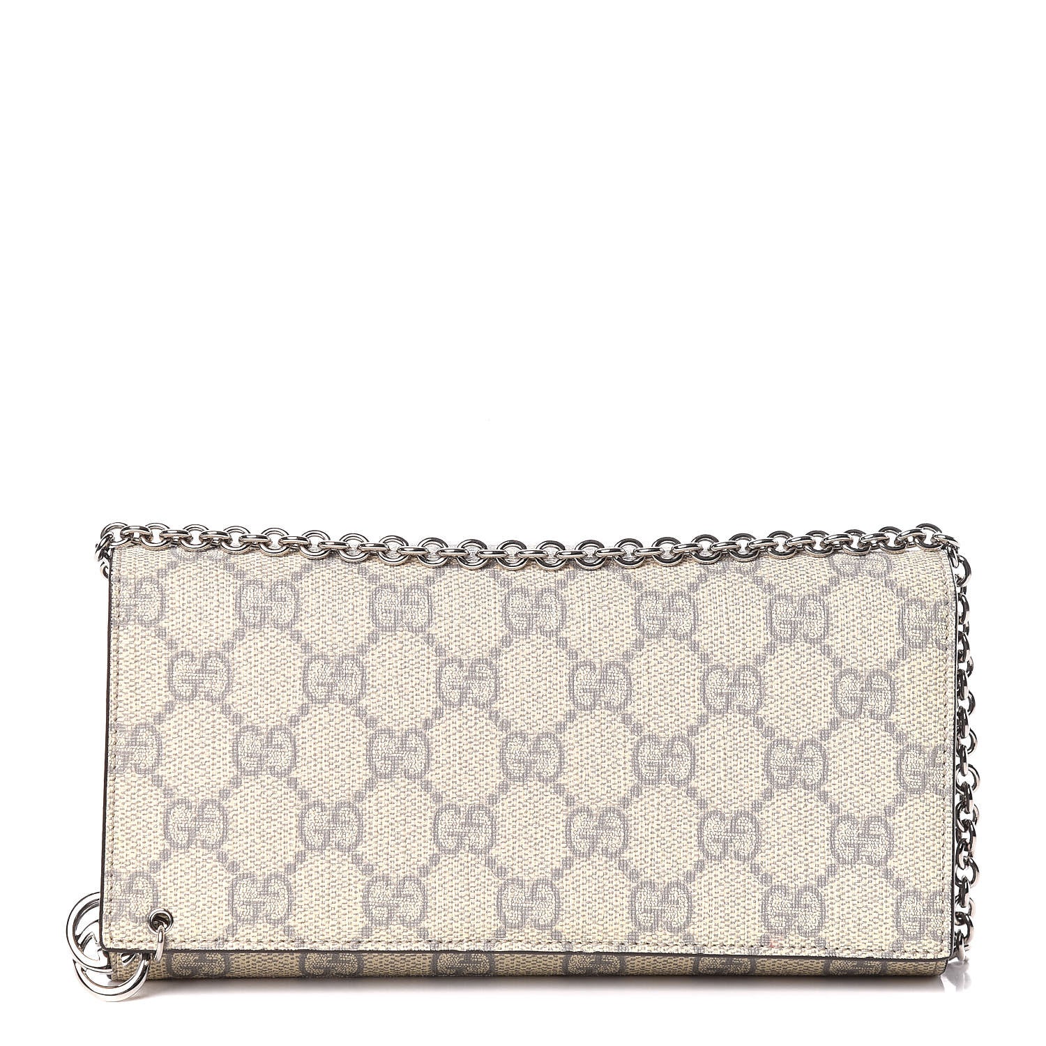 Gucci GG Supreme Monogram GG Pierce Chain Clutch Wallet Ecru Grigio 1 of 10