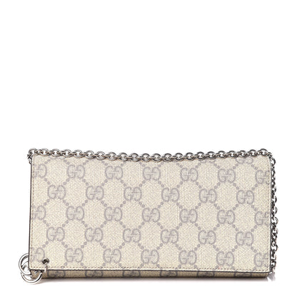 Gucci GG Supreme Monogram GG Pierce Chain Clutch Wallet Ecru Grigio 1 of 10