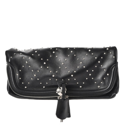 Alexander McQueen Calfskin Studded Padlock Skull Clutch Black 1 of 7
