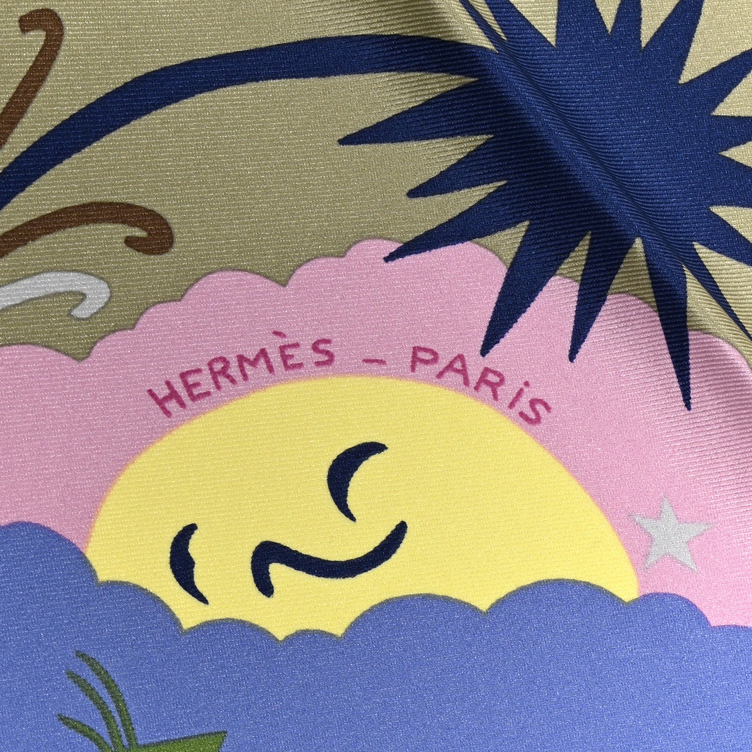 Hermes Silk Au Royaume d'Helios Scarf 70 Vert Amande Parme Ocre 2 of 5