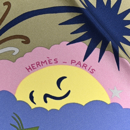 Hermes Silk Au Royaume d'Helios Scarf 70 Vert Amande Parme Ocre 2 of 5