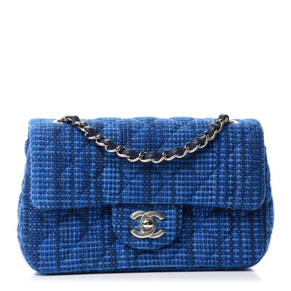 Chanel Tweed Quilted Mini Rectangular Flap Navy Blue 1 of 11