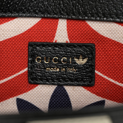 Gucci X ADIDAS Textured Dollar Calfskin Web Small Trefoil Horsebit 1955 Shoulder Bag Black Off White 6 of 11