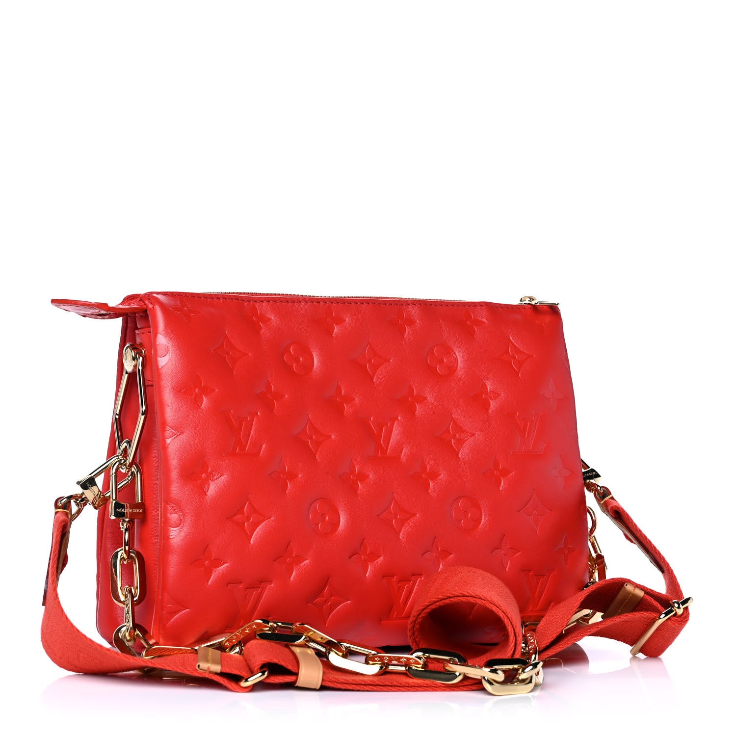 Louis Vuitton Lambskin Embossed Monogram Coussin PM Red 3 of 11