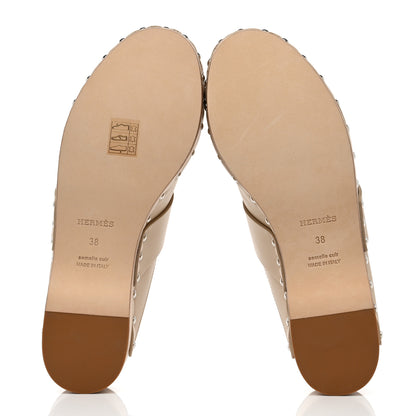 Hermes Calfskin Calya Mules 38 Hetre 5 of 8